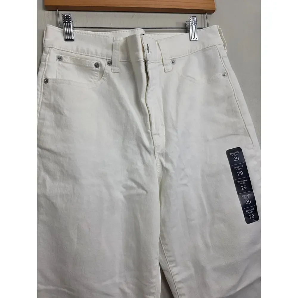 J.Crew White Wide Leg Cropped Jeans All Day Stretch NWT Size 29 BR051